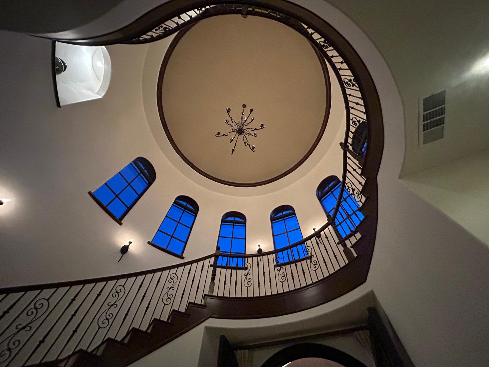 Finished curved stairway and interior walls