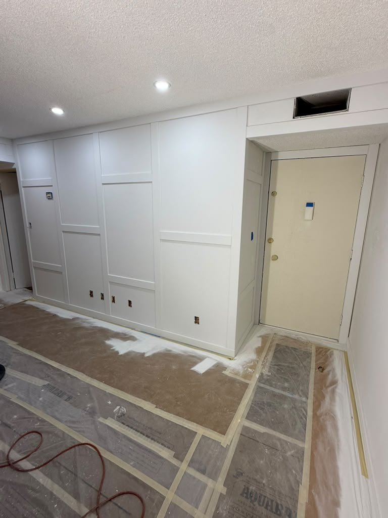Interior feature wall prepared and freshly painted
